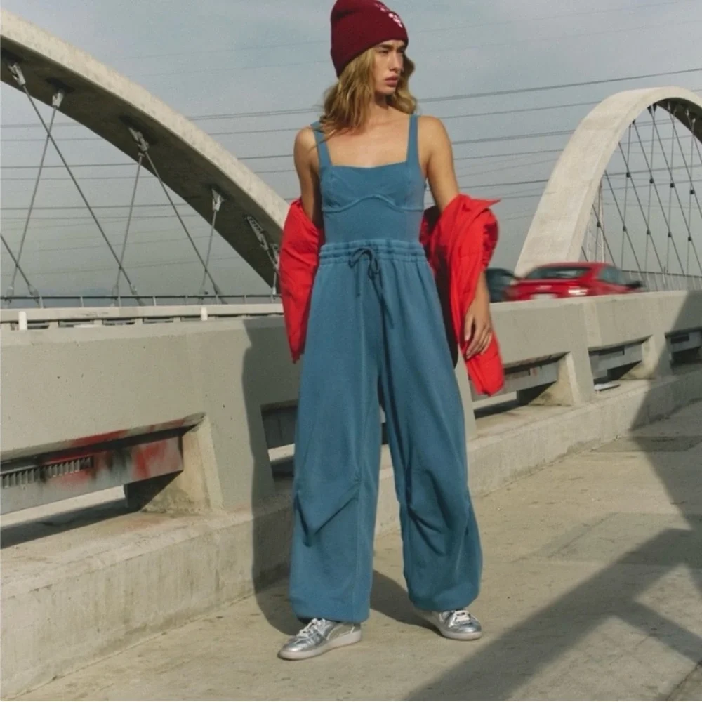 FP Movement by Free People Inbound Jumpsuit in Skyline Misty Blue - Picture 3 of 9